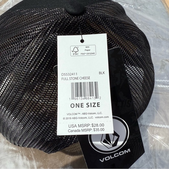 Volcom NWT Black Snapback FullStone Cheese Hat - Picture 3 of 7